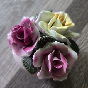 Vintage Thorley Bone China Floral Posy England Pink Yellow Roses